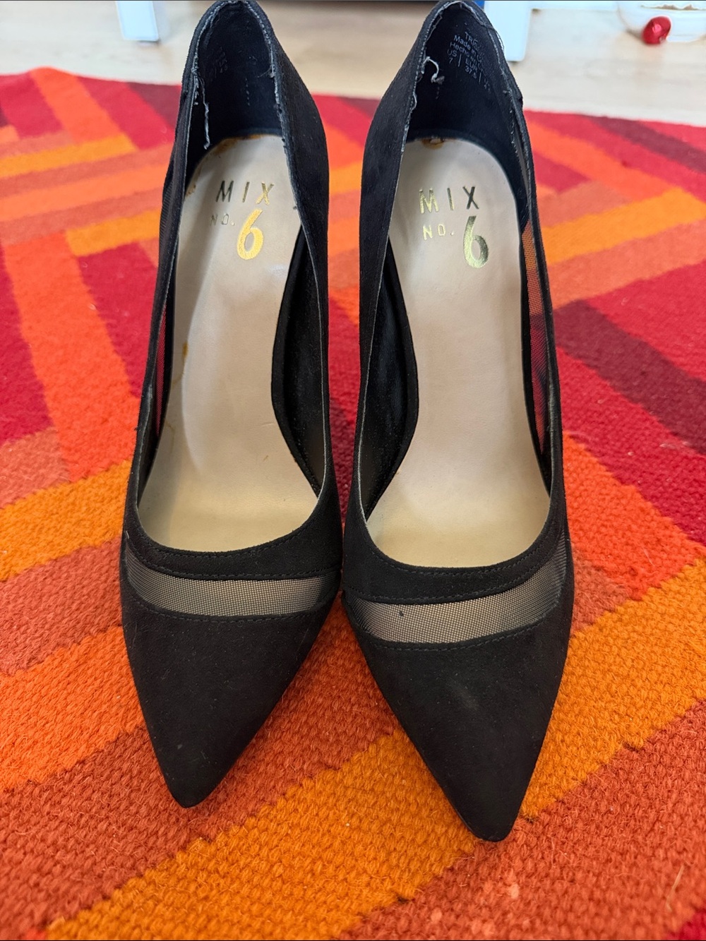 Mix No. 6 Black Pointed Mesh Detail Pumps